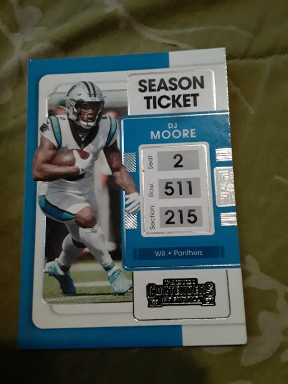 2022 Contenders Season Ticket DJ Moore Panthers Football Card Carolina Panthers
